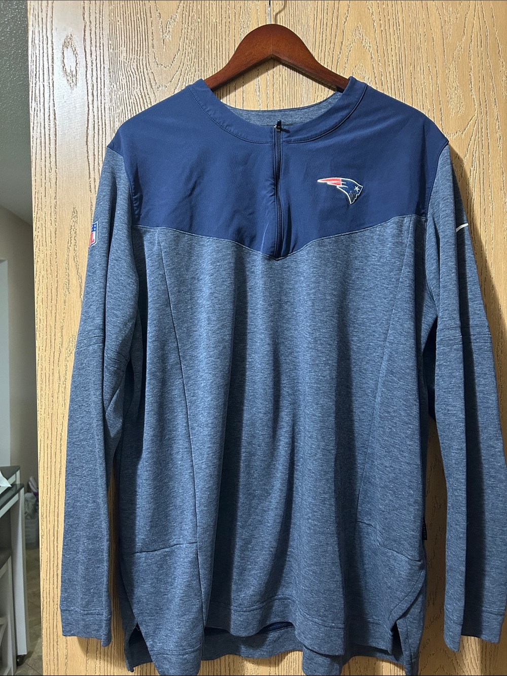 Nike Navy/Heather Gray Patriots Quarter-Zip Pullover